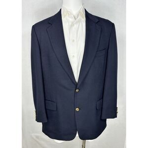 Palm Beach Navy Blue Wimbledon Gold Button‎ Blazer Mens 43L Sport Coat Hopsack